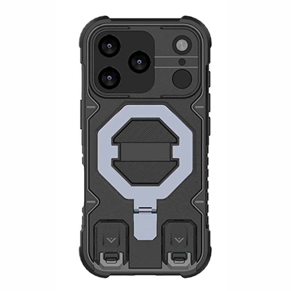 For iPhone 18 Pro Max / 17 Pro Max Case Compatible with MagSafe PC + TPU Kickstand Phone Cover with Lanyard - Black - 2