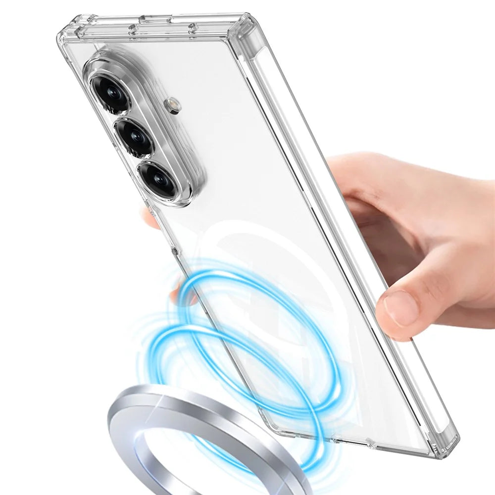 GKK For Samsung Galaxy Z Fold7 5G Magnetic Case Airbag Drop Proof TPU + PC Phone Back Cover Anti-Yellow - Transparent - 2