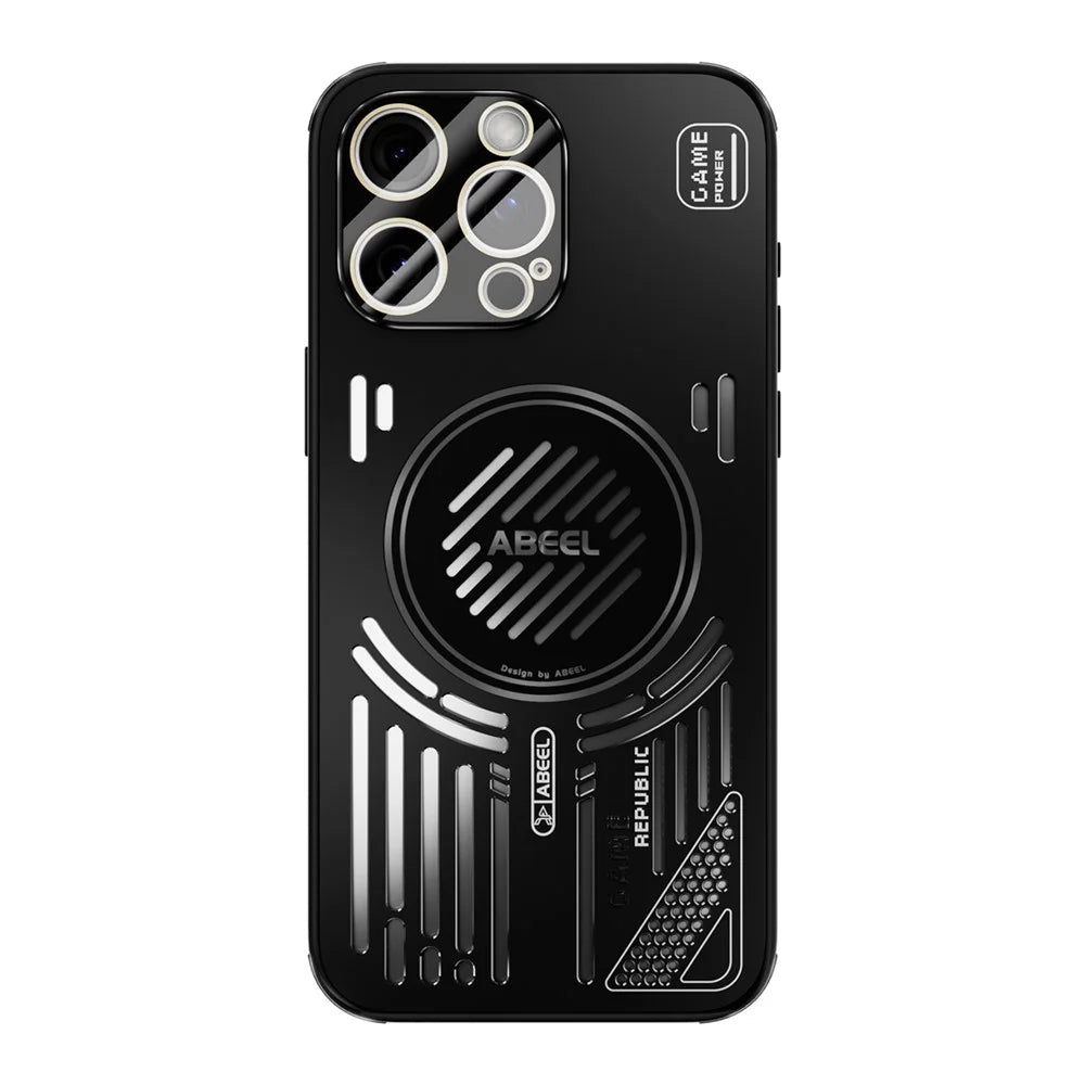 ABEEL For iPhone 13 Pro Max Magnetic Case Aluminium Alloy + PC + TPU Hollow Heat Dissipation Phone Cover - Black - 2