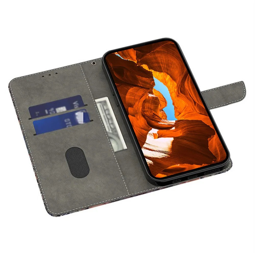 For iPhone 17e / 16e Wallet Case Pattern Printing PU Leather Flip Stand Phone Cover - Dragonfly - 2