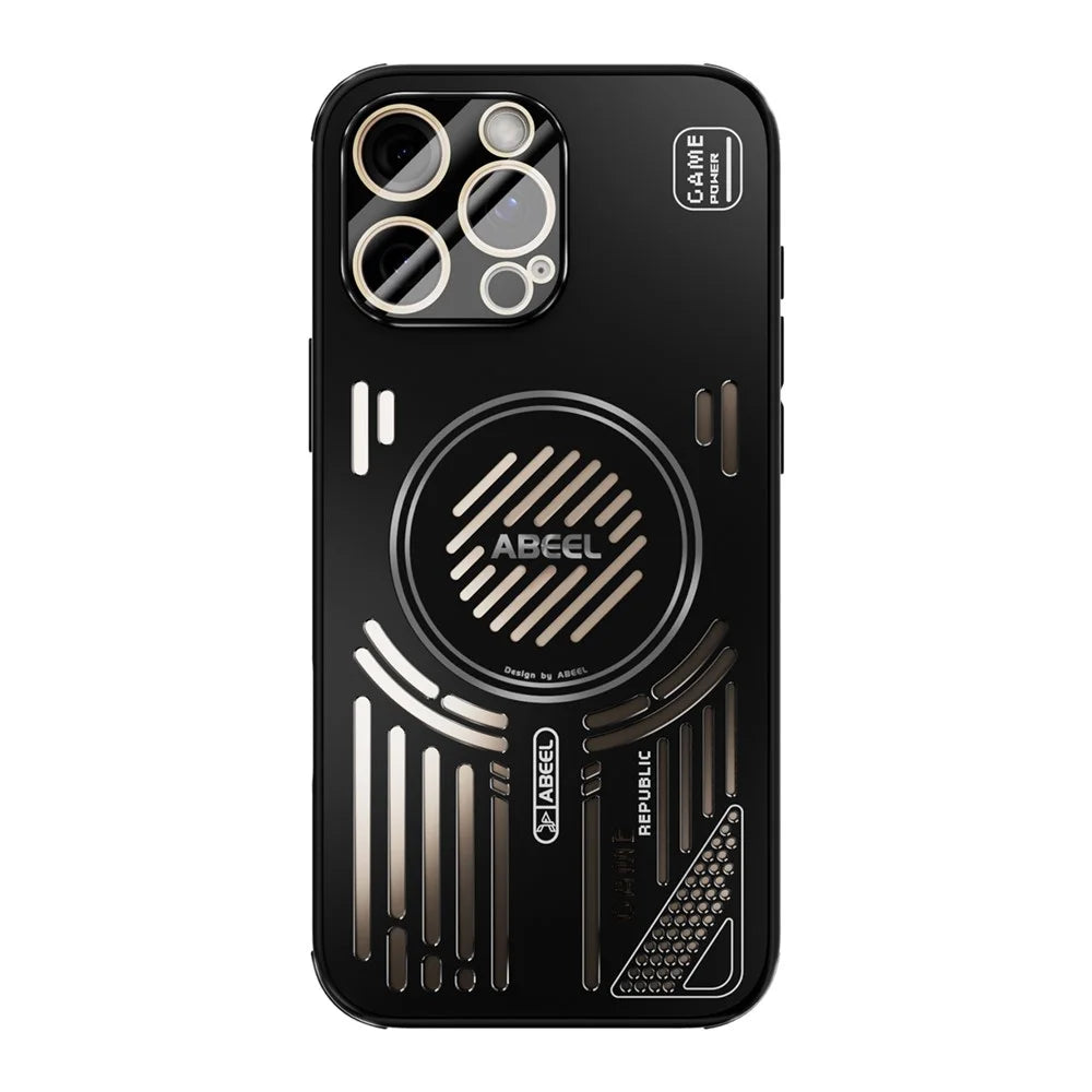 ABEEL For iPhone 16 Pro Magnetic Case Aluminium Alloy + PC + TPU Hollow Heat Dissipation Phone Cover - Black - 2