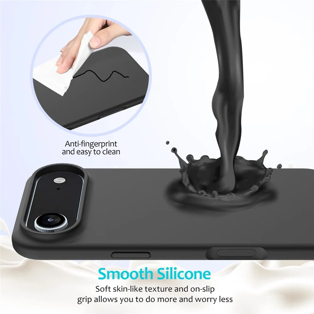 For iPhone Air Case Drop Proof Liquid Silicone Soft Lining Back Phone Cover - Black - 4