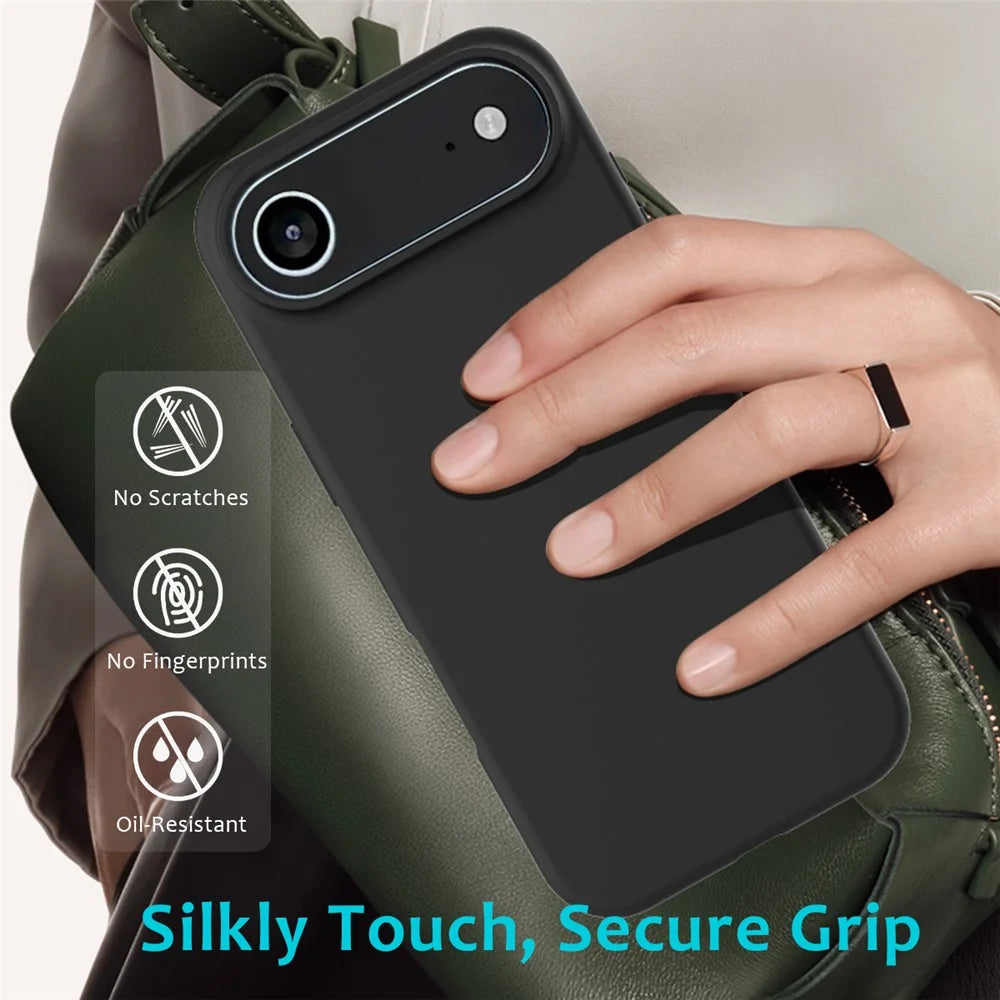 For iPhone Air Case Drop Proof Liquid Silicone Soft Lining Back Phone Cover - Black - 7