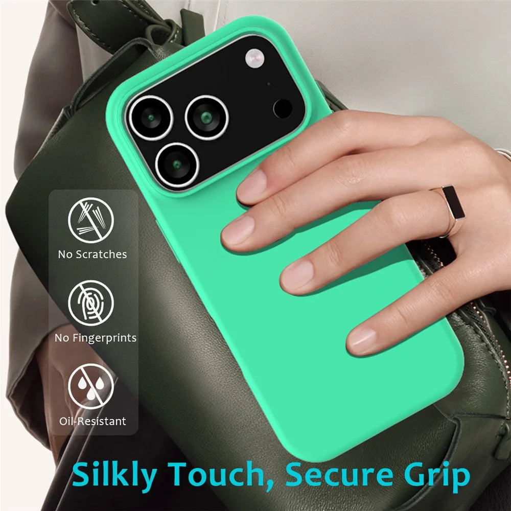 For iPhone 18 Pro Max / 17 Pro Max Case Drop Proof Liquid Silicone Soft Lining Back Phone Cover - Green - 7