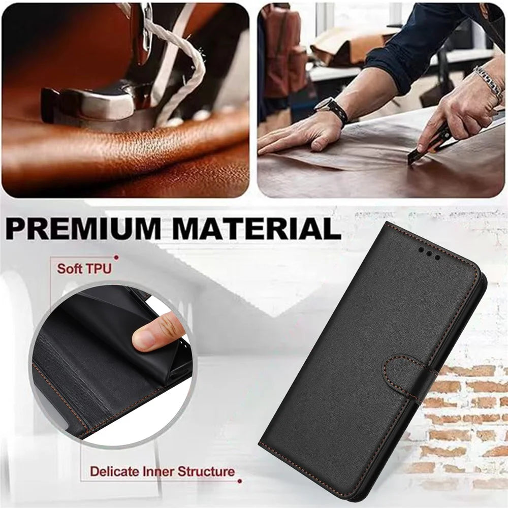 For Samsung Galaxy A18 5G / A17 5G / A17 4G / A26 5G / A16 5G / A16 4G Case Stand Wallet Leather Phone Cover with Strap - Black - 4