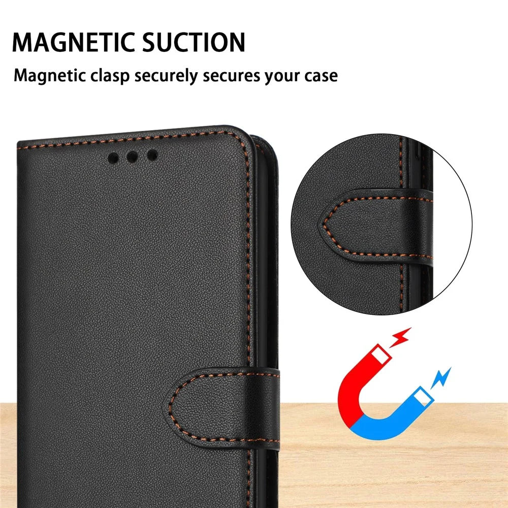 For Samsung Galaxy A18 5G / A17 5G / A17 4G / A26 5G / A16 5G / A16 4G Case Stand Wallet Leather Phone Cover with Strap - Black - 5