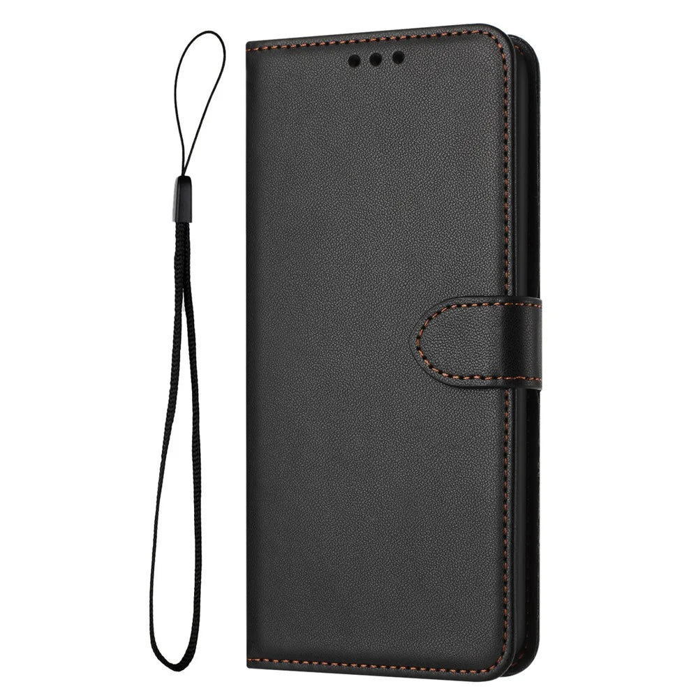 For Samsung Galaxy A18 5G / A17 5G / A17 4G / A26 5G / A16 5G / A16 4G Case Stand Wallet Leather Phone Cover with Strap - Black - 7