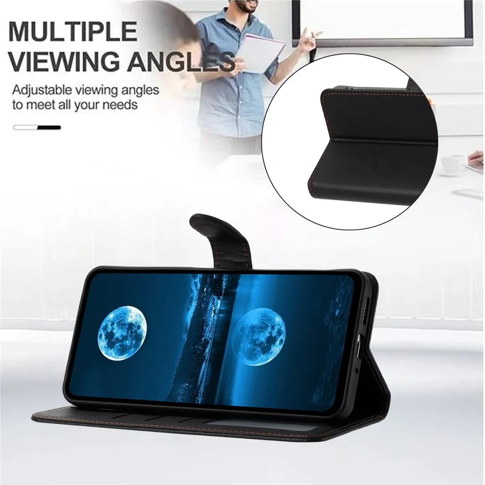 For iPhone 17 Case Stand Wallet Leather Phone Cover with Strap - Black - 3
