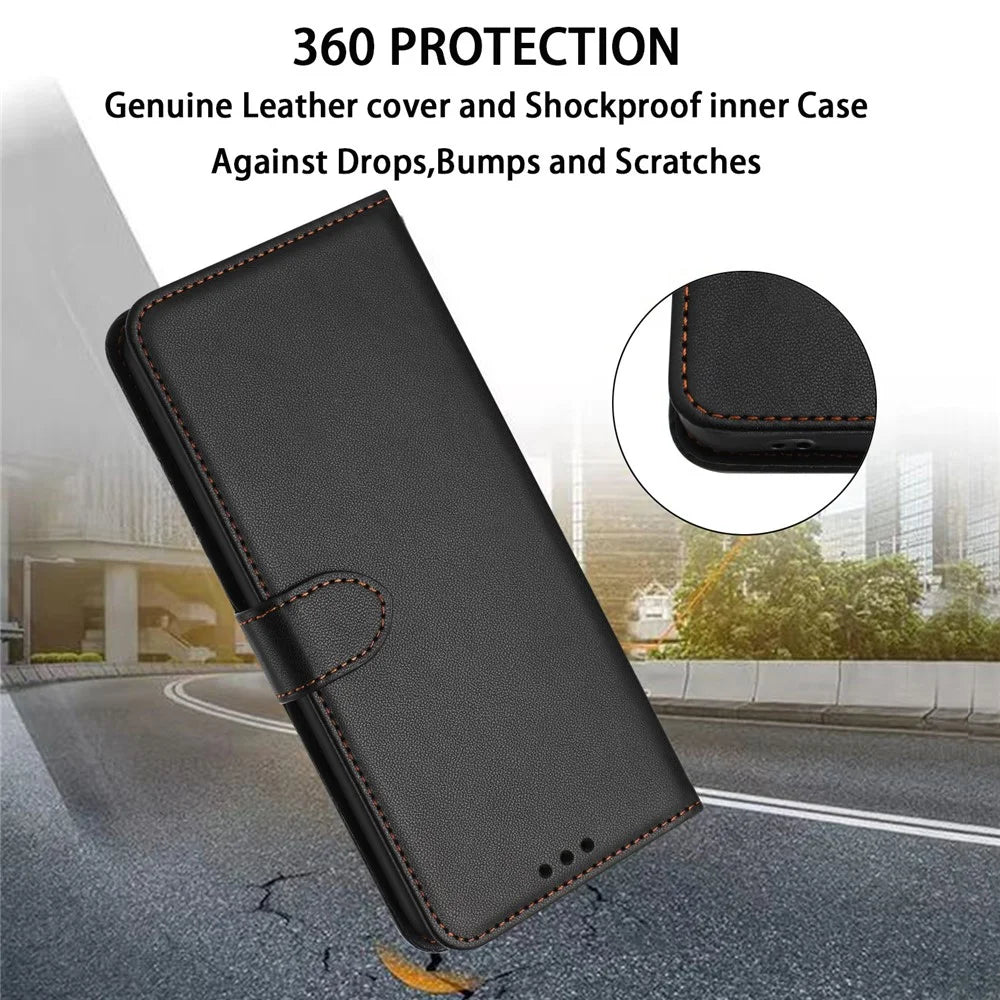 For iPhone 17 Case Stand Wallet Leather Phone Cover with Strap - Black - 6