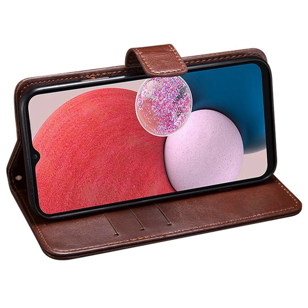 IDEWEI For Samsung Galaxy S23+ Wallet Phone Cover Crazy Horse Texture Shockproof PU Leather Foldable Stand Wallet Folio Flip Phone Case - Brown - 3