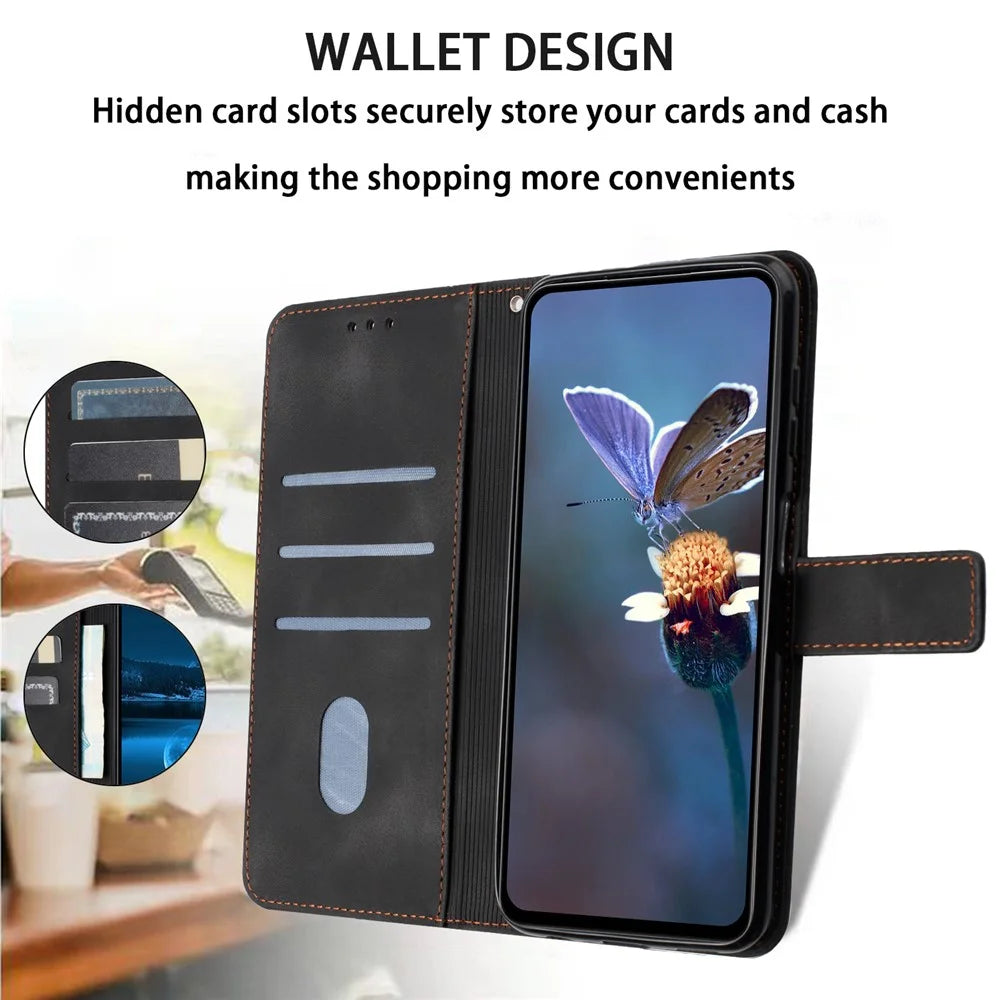 For Samsung Galaxy A18 5G / A17 5G / A17 4G / A26 5G / A16 5G / A16 4G Case Triangle Imprinted Anti-Scratch Phone Wallet Cover - Black - 2