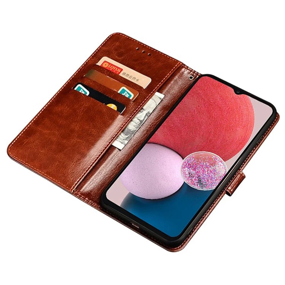 IDEWEI For Samsung Galaxy S23 Wallet Stand PU Leather Case Crazy Horse Texture Anti-fingerprint Magnetic Flip Shell Cover - Brown - 2