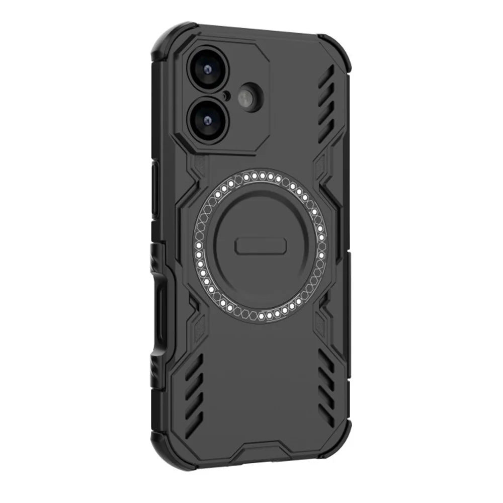 WANLONFENG DJ Series For iPhone 17 Magnetic Case PC TPU Phone Cover with 2Pcs Tempered Glass Film - Black - 3