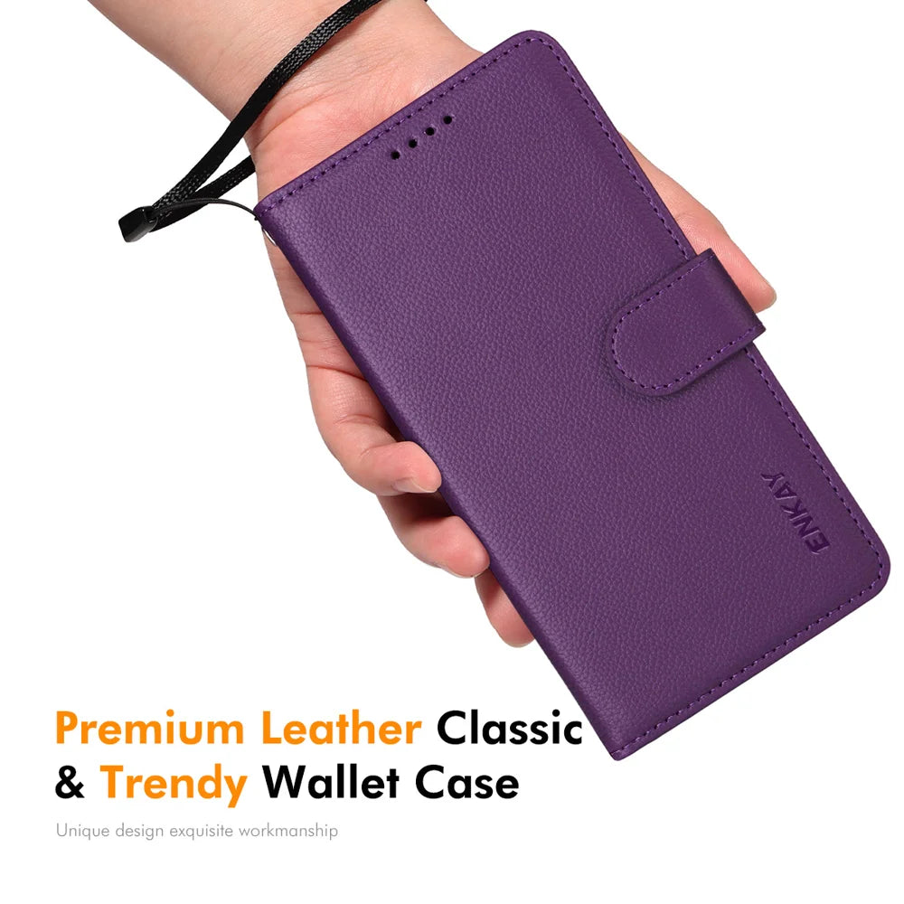 ENKAY HAT PRINCE For Samsung Galaxy S24+ / Galaxy S25+ Wallet Case with Strap   RFID Blocking Leather Stand Phone Cover - Black - 6