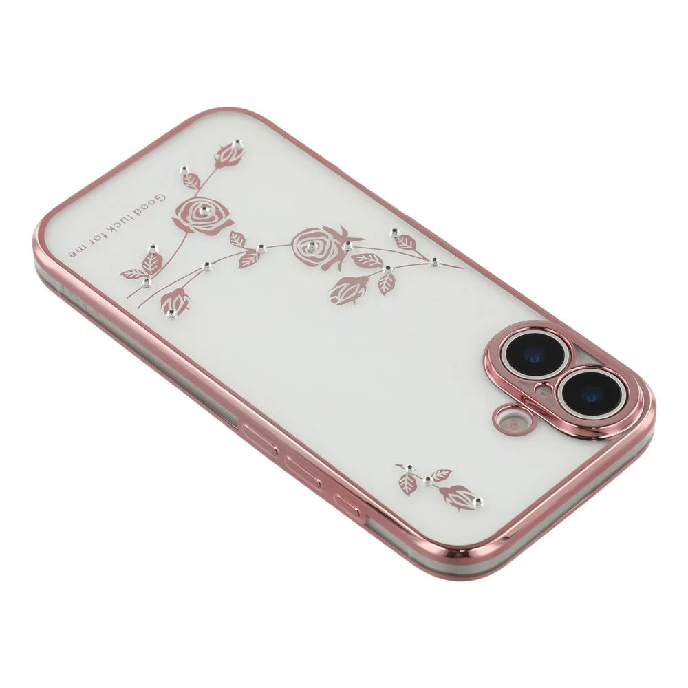 KADEM For iPhone 17 Case Flower Rhinestone Decor TPU Phone Cover - Rose Gold - 6