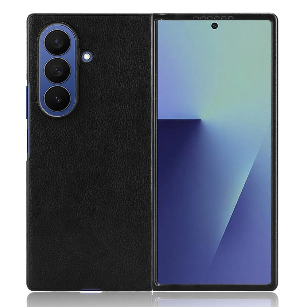 For Samsung Galaxy Z Fold7 5G Case Litchi Texture PU Leather + PC Phone Cover - Black - 5