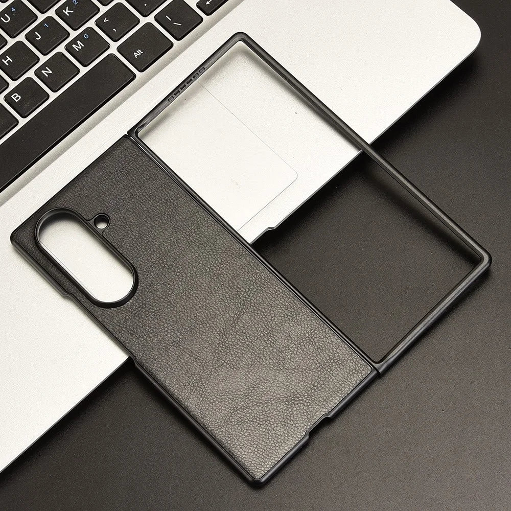 For Samsung Galaxy Z Fold7 5G Case Litchi Texture PU Leather + PC Phone Cover - Black - 7