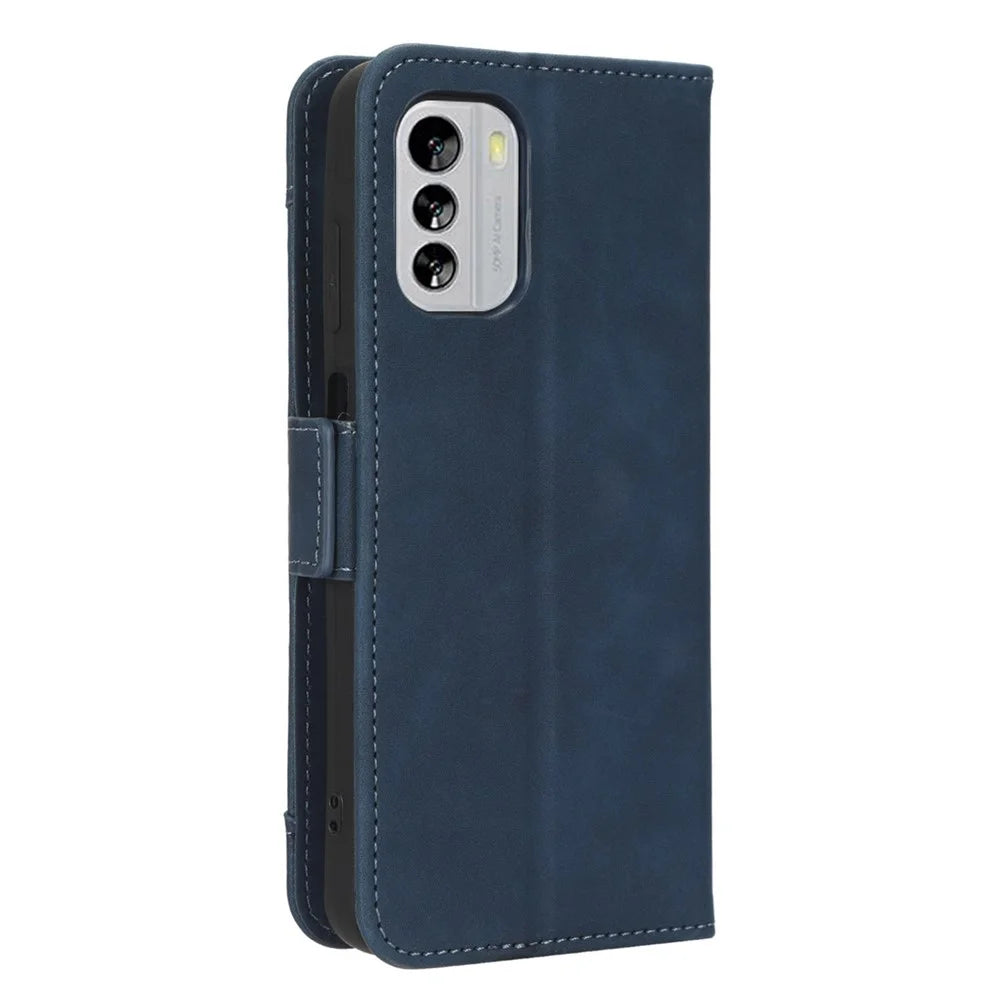 For Nokia G60 5G Multiple Card Slots PU Leather Case Wallet Stand Magnetic Clasp Folio Flip Phone Cover - Blue - 7
