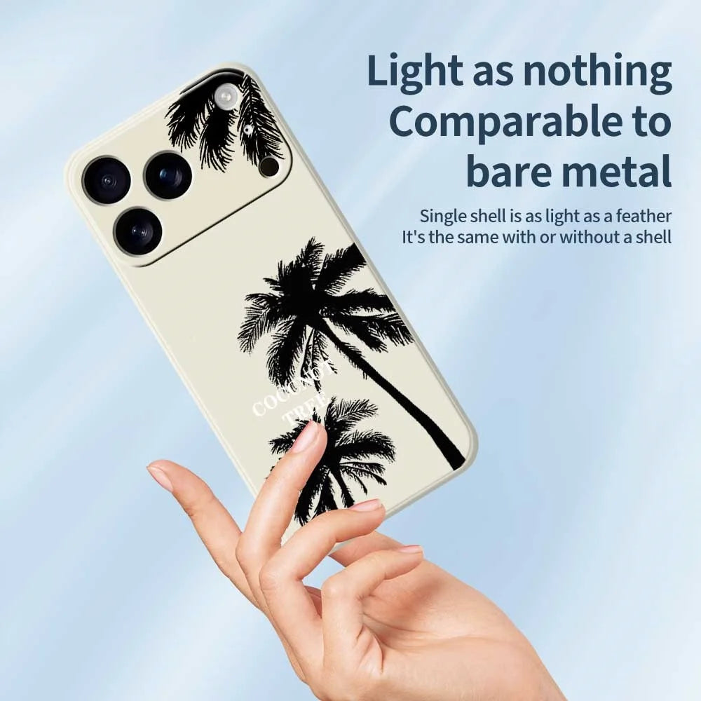 For iPhone 18 Pro / 17 Pro Case Coconut Tree Pattern Printing Straight Edge TPU Phone Back Cover - Beige - 4