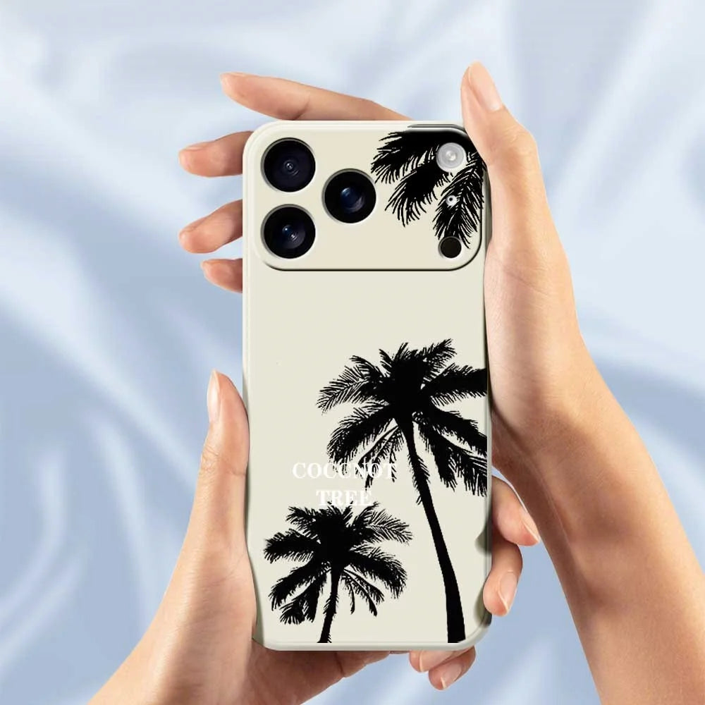 For iPhone 18 Pro / 17 Pro Case Coconut Tree Pattern Printing Straight Edge TPU Phone Back Cover - Beige - 6