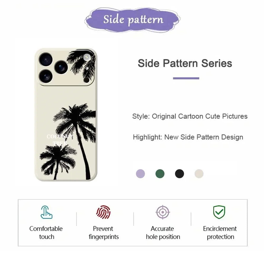 For iPhone 18 Pro Max / 17 Pro Max Case Coconut Tree Pattern Printing Straight Edge TPU Phone Back Cover - Beige - 2