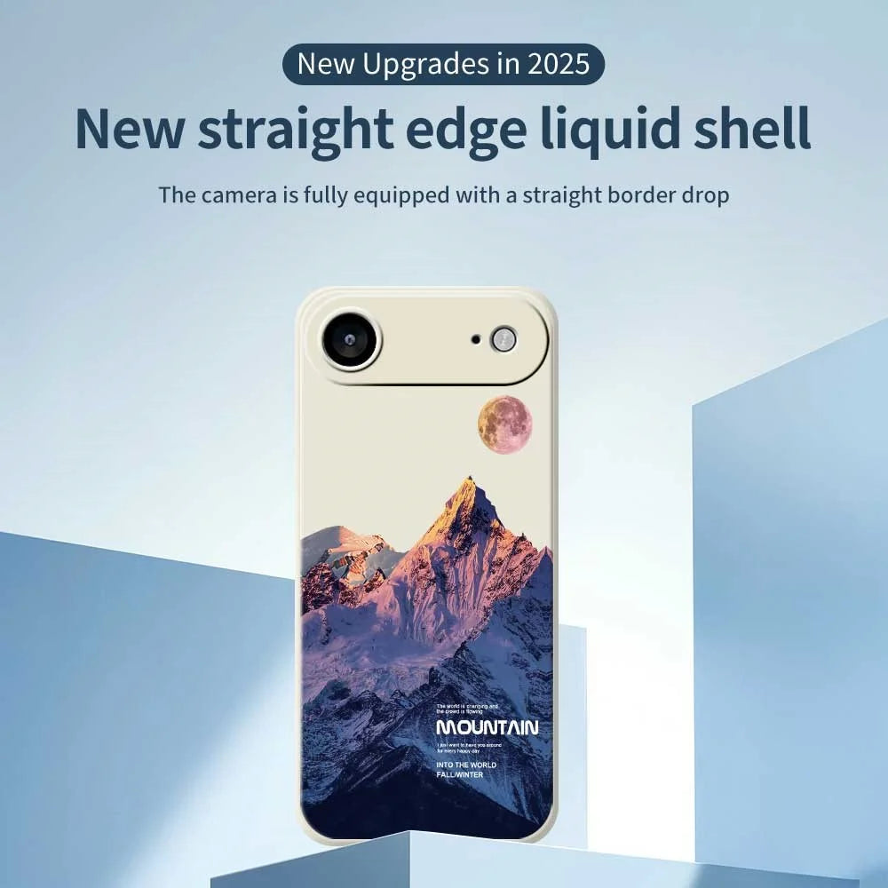For iPhone Air Case Blue Snow Mountain Pattern Printing Straight Edge TPU Phone Back Cover - Beige - 3