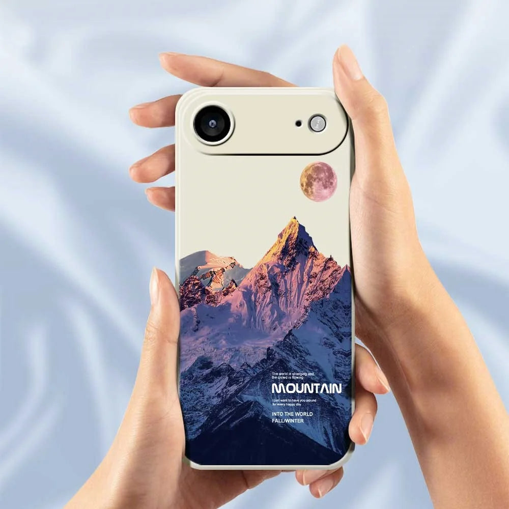 For iPhone Air Case Blue Snow Mountain Pattern Printing Straight Edge TPU Phone Back Cover - Beige - 6