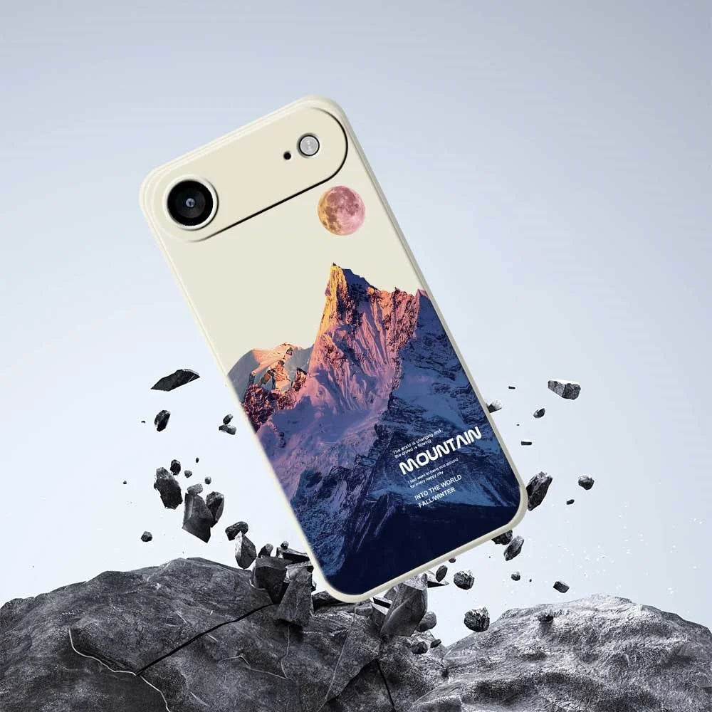 For iPhone Air Case Blue Snow Mountain Pattern Printing Straight Edge TPU Phone Back Cover - Beige - 7