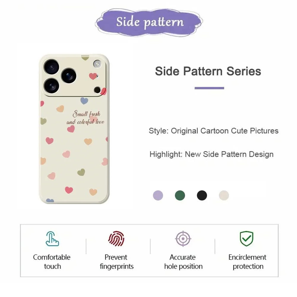 For iPhone 18 Pro / 17 Pro Case Colorful Love Pattern Printing Straight Edge TPU Phone Back Cover - Beige - 2