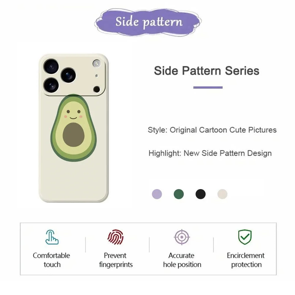 For iPhone 18 Pro / 17 Pro Case Cute Avocado Pattern Printing Straight Edge TPU Phone Back Cover - Beige - 2