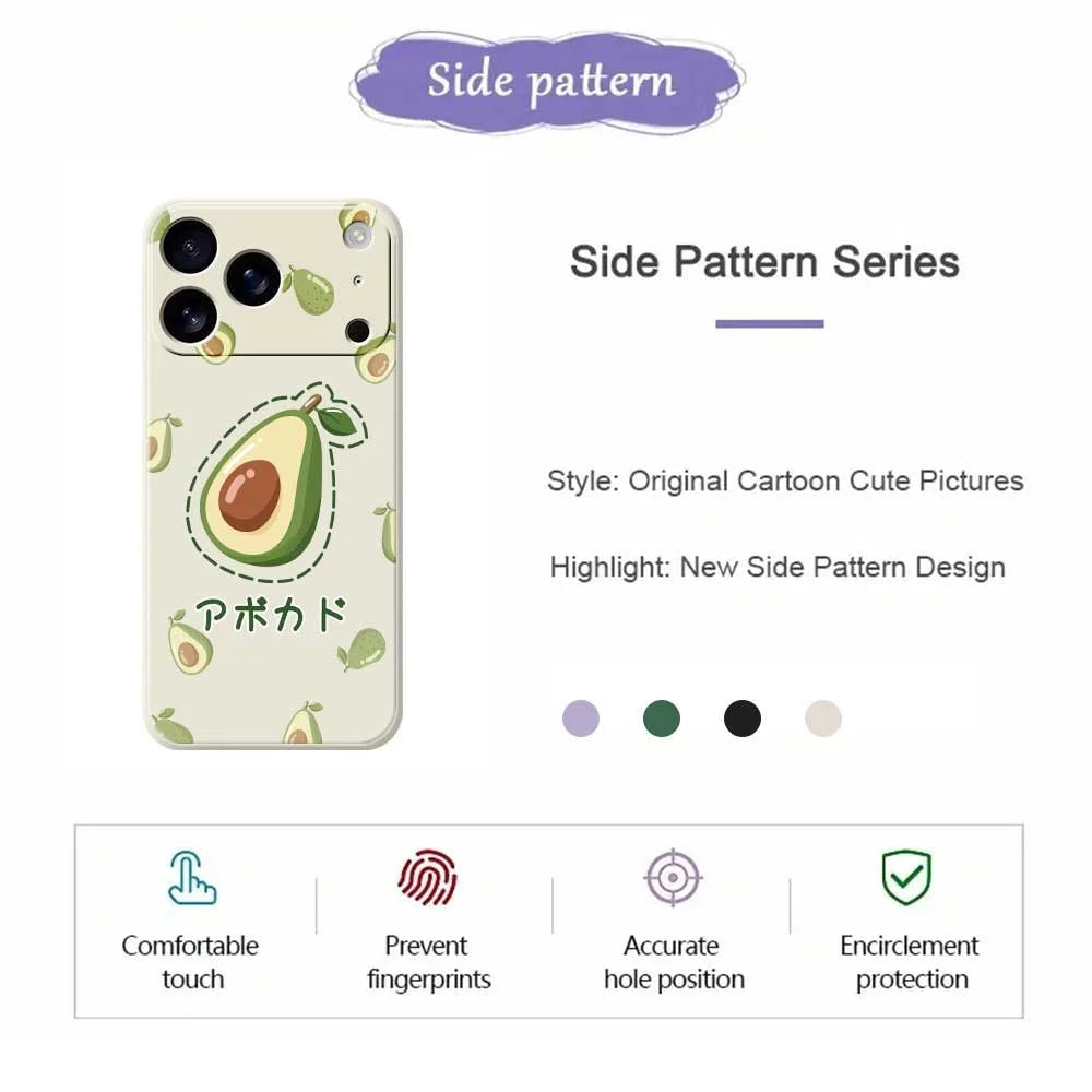 For iPhone 18 Pro Max / 17 Pro Max Case Avocados Pattern Printing Straight Edge TPU Phone Back Cover - Beige - 2