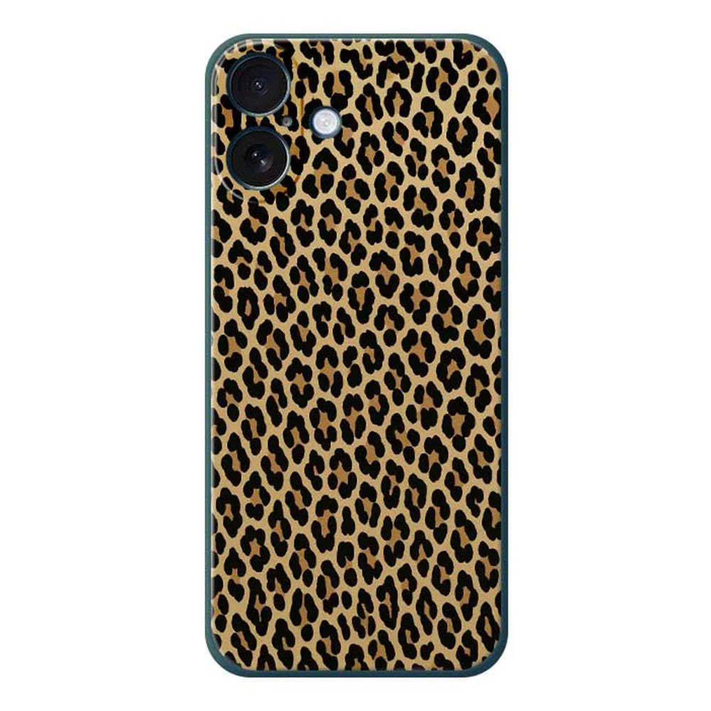 For iPhone 17 Case Leopard Print Pattern Printing Straight Edge TPU Phone Back Cover - Green - 1