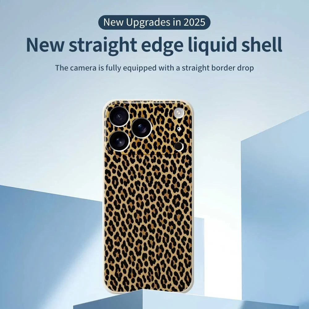 For iPhone 18 Pro Max / 17 Pro Max Case Leopard Print Pattern Printing Straight Edge TPU Phone Back Cover - Black - 2