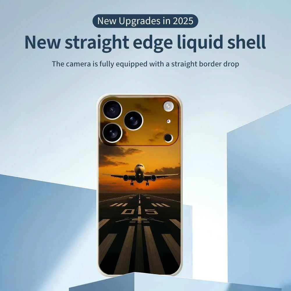 For iPhone 18 Pro Max / 17 Pro Max Case Airplane Pattern Printing Straight Edge TPU Phone Back Cover - Green - 2