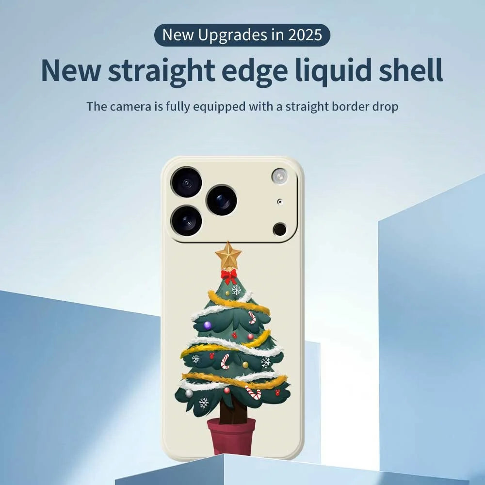 For iPhone 18 Pro Max / 17 Pro Max Case Christmas Tree Potted Plants Pattern Printing Straight Edge TPU Phone Back Cover - Green - 2