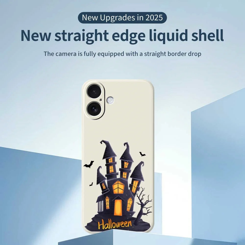 For iPhone 17 Case Halloween Castle Pattern Printing Straight Edge TPU Phone Back Cover - Beige - 3