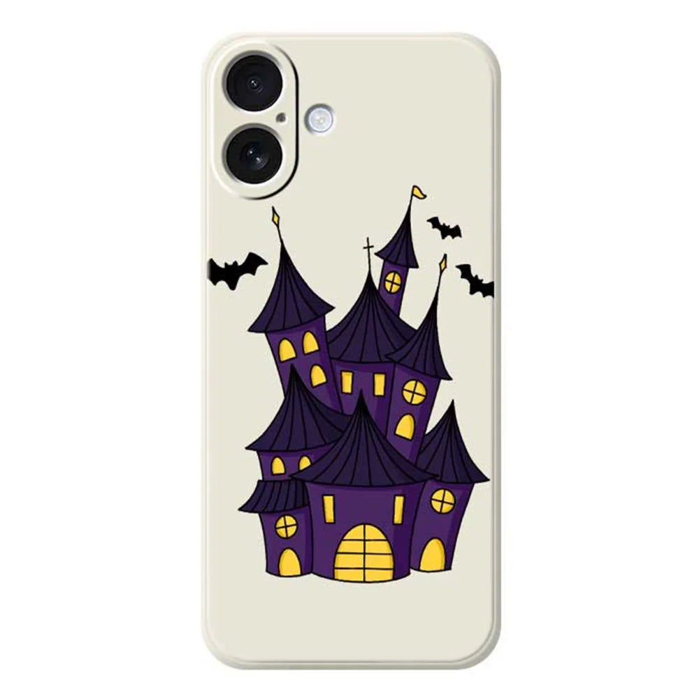 For iPhone 17 Case Bat Castle Pattern Printing Straight Edge TPU Phone Back Cover - Beige - 1
