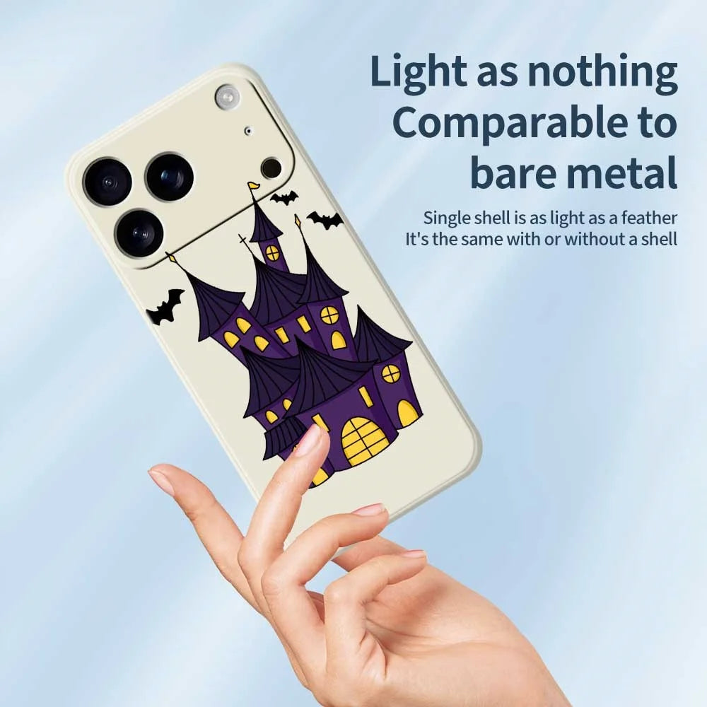 For iPhone 18 Pro Max / 17 Pro Max Case Bat Castle Pattern Printing Straight Edge TPU Phone Back Cover - Black - 3