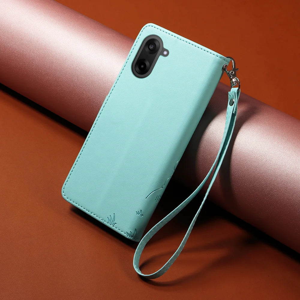 For OnePlus Ace 5 Racing 5G / OnePlus Nord CE5 5G Case RFID Blocking Imprinted Dog Pattern PU Leather Phone Cover with Wrist Strap - Green - 3
