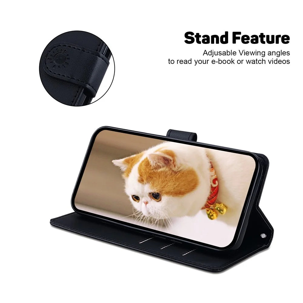 For OnePlus Nord 5 5G / Ace 5 Ultra 5G Case RFID Blocking Kitten Pattern TPU + PU Leather Phone Cover with Wrist Strap - Black - 2