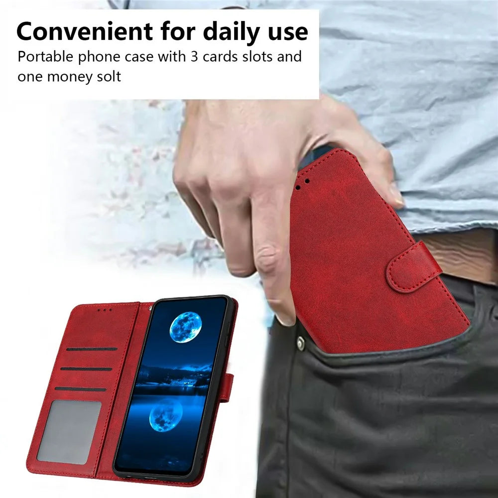 For Nothing CMF Phone 2 Pro Case Flip Stand Calf Texture PU Leather Wallet Phone Cover with Strap - Red - 7