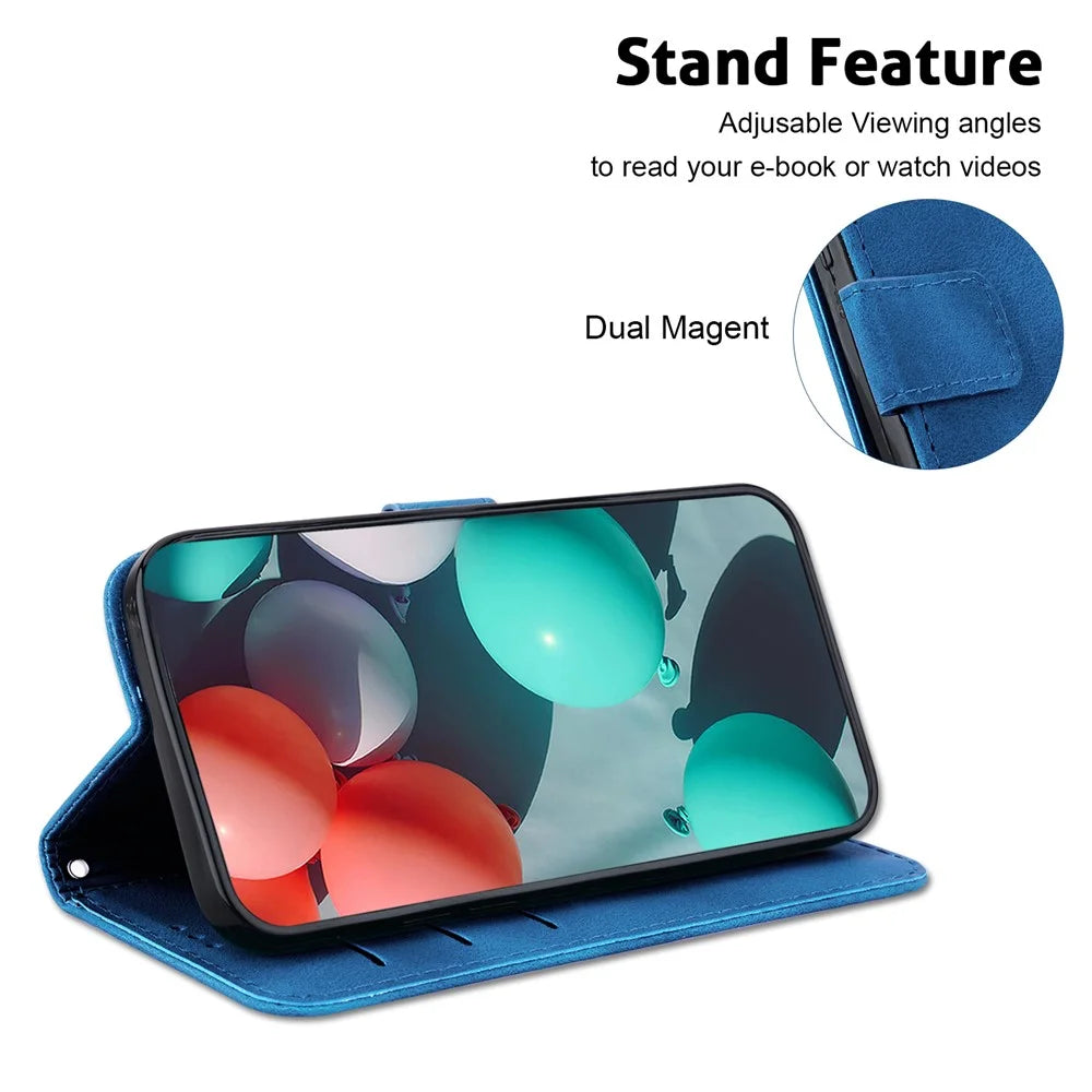 For OnePlus Nord 5 5G / Ace 5 Ultra 5G Stand Case 7-Shaped Pattern Imprint Leather Phone Cover with Strap - Dark Blue - 2