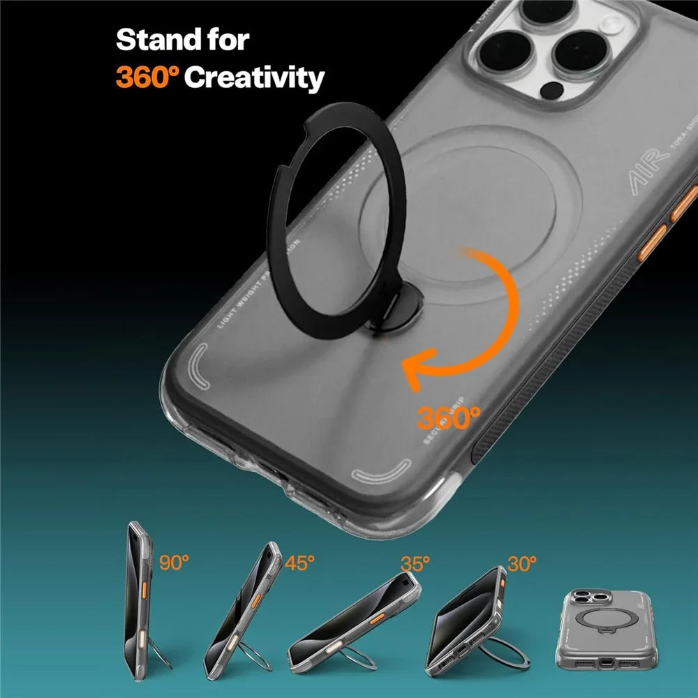 TORRAS Ostand Q3 Air Series For iPhone 16 Pro Max Case with Kickstand Compatible with MagSafe Shockproof PC + TPU Phone Cover (Amazon Packaging, No EAN Code) - Black - 2