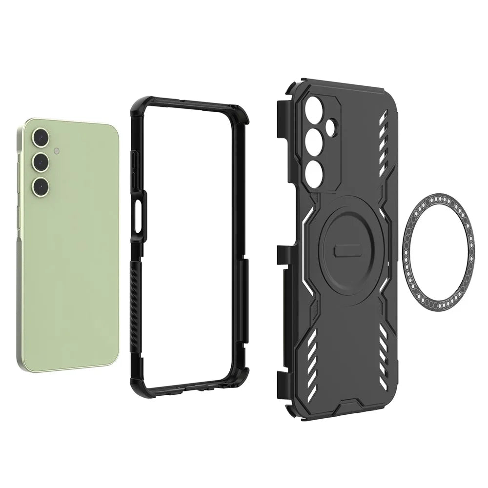 For Samsung Galaxy A25 5G (Global) (161.0mm) Magnetic Case Butterfly Armor Hollow Heat Dissipation PC + TPU Phone Cover - Black - 2