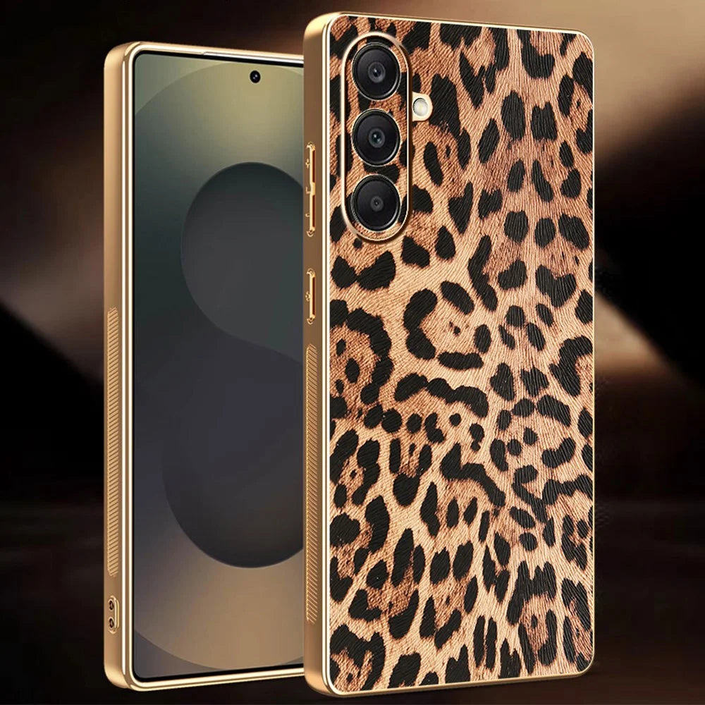 For Samsung Galaxy A26 5G Case Leopard Print PU Leather Coated PC + TPU Electroplating Phone Cover - 2