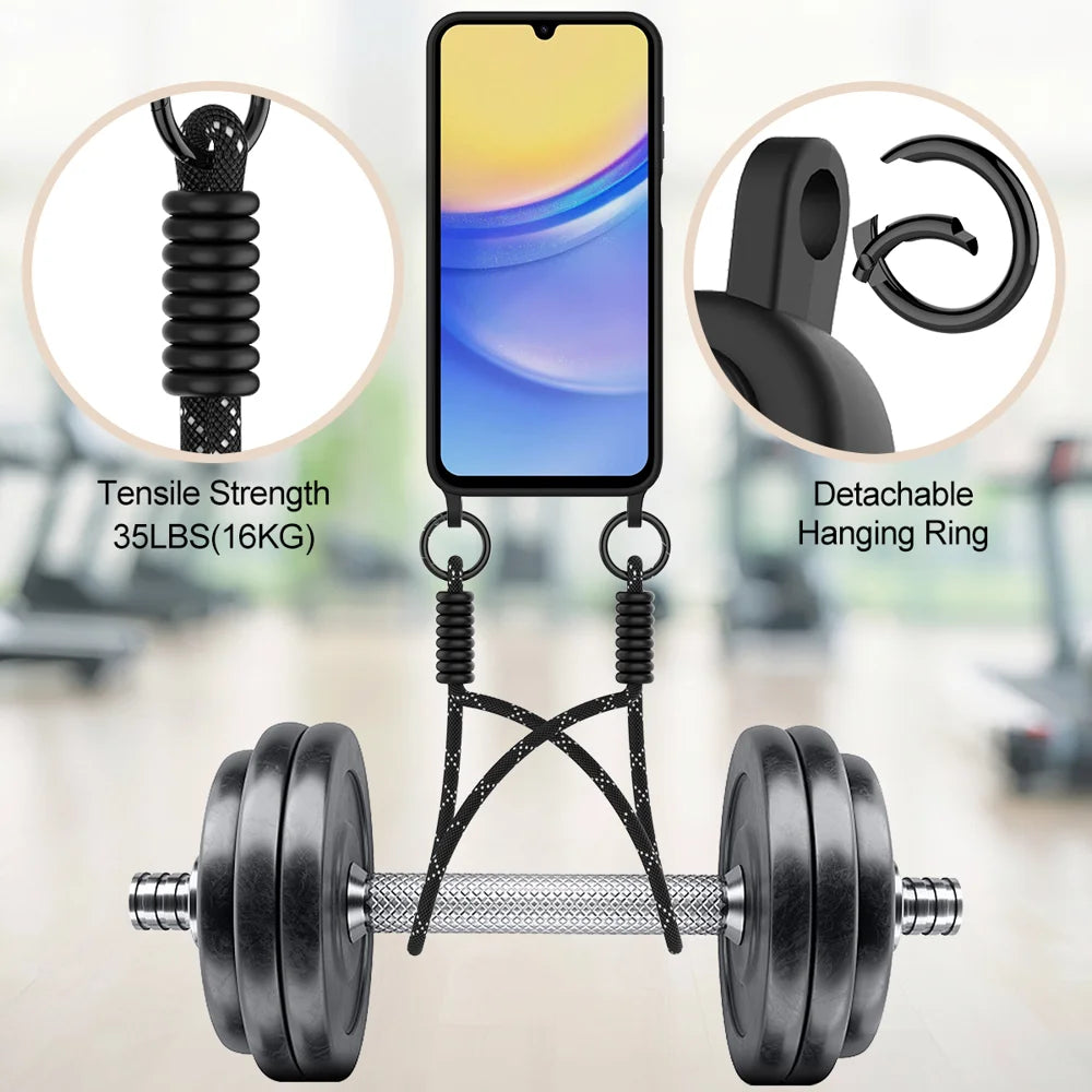 For Samsung Galaxy A55 5G Liquid Silicone Case  Phone Back Cover with Card Holder and Short Strap - Black - 4