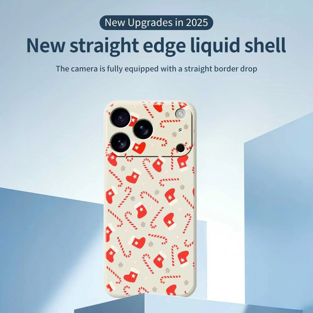 For iPhone 18 Pro / 17 Pro Case Red Canes and Stockings Pattern Printing Straight Edge TPU Phone Back Cover - Green - 2