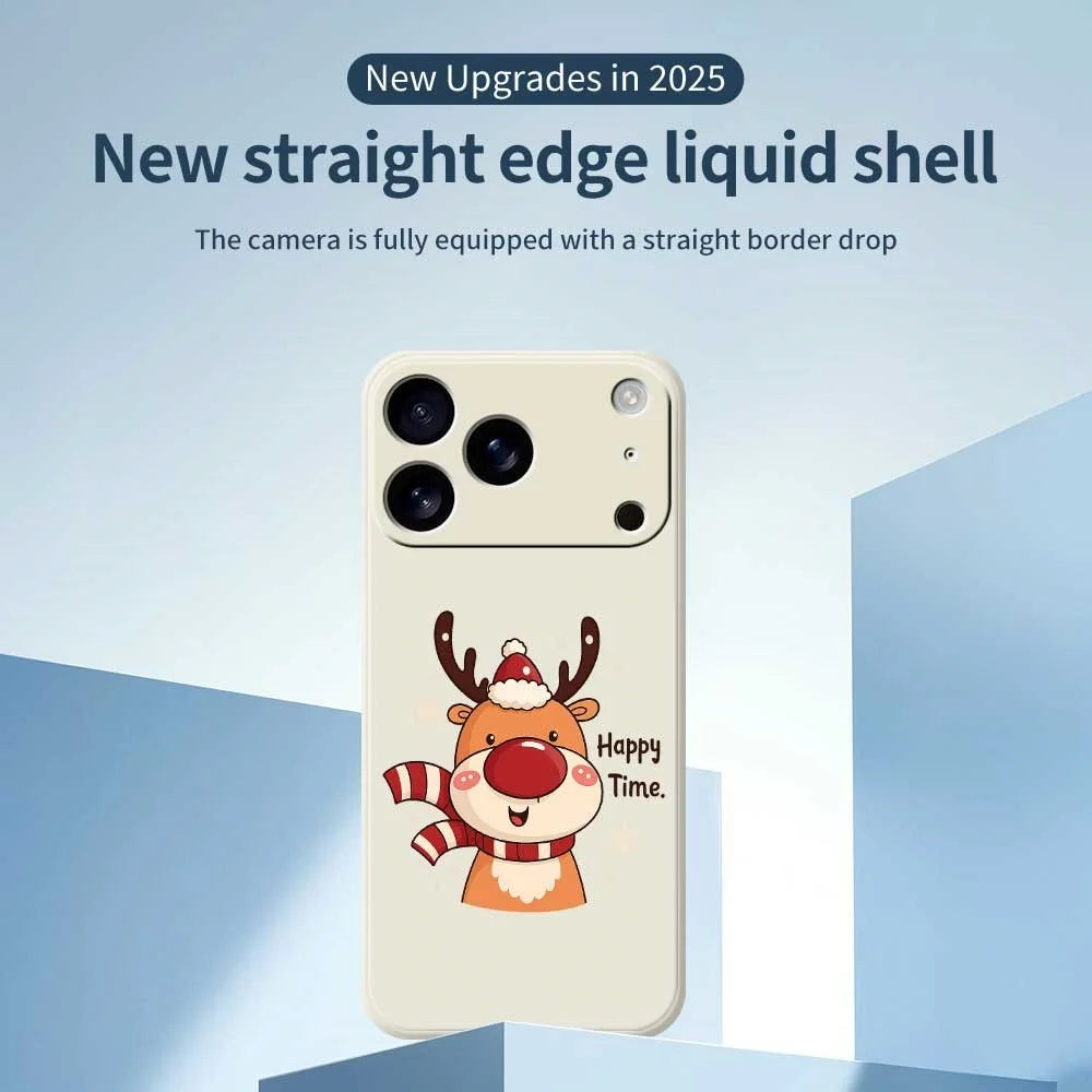 For iPhone 18 Pro Max / 17 Pro Max Case Happy Time Deer Pattern Printing Straight Edge TPU Phone Back Cover - Beige - 2