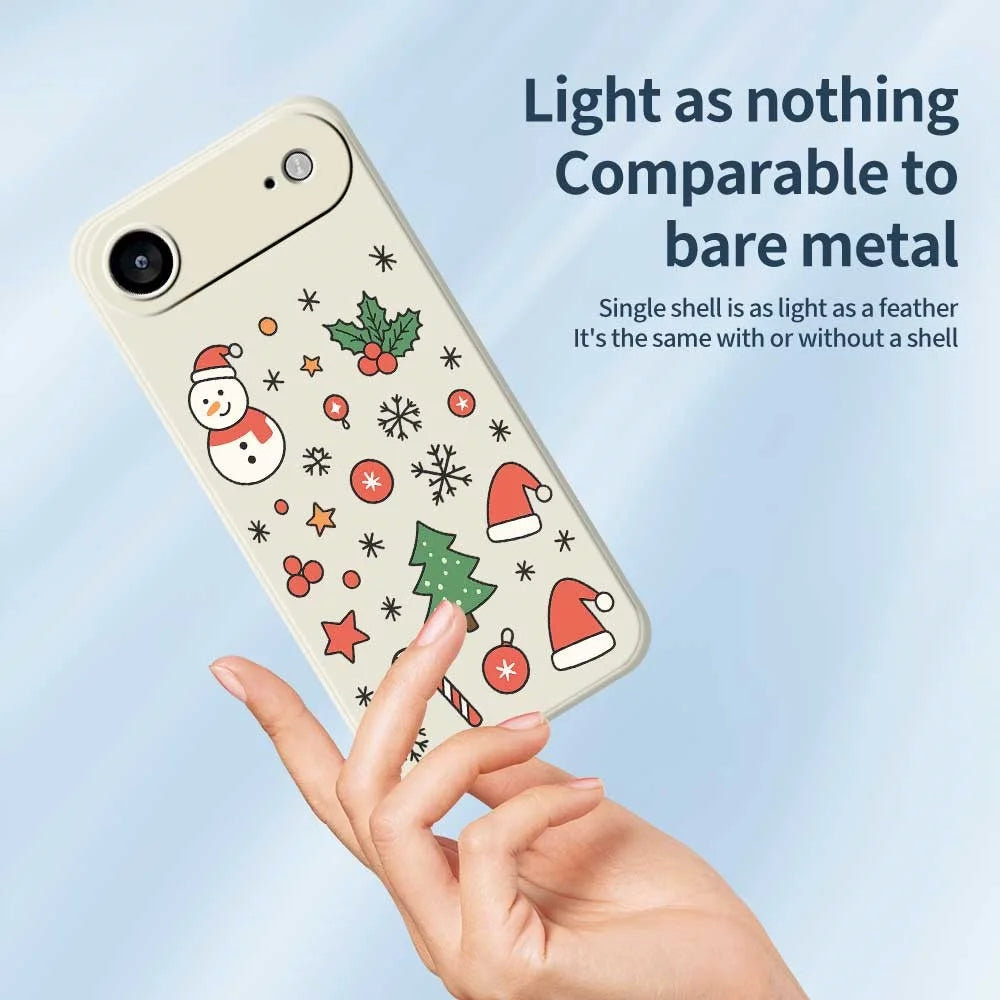 For iPhone Air Case Snowman and Santa Hat Pattern Printing Straight Edge TPU Phone Back Cover - Beige - 3