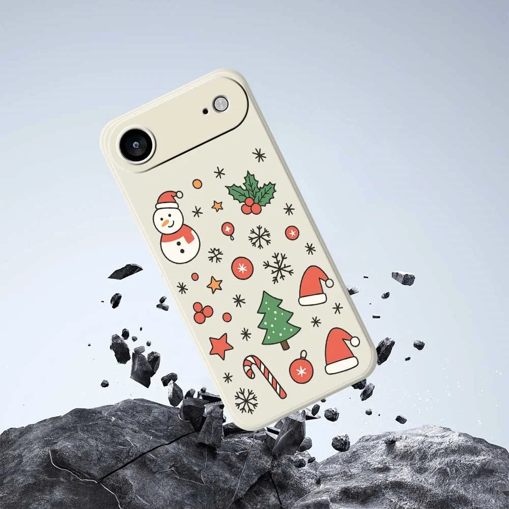 For iPhone Air Case Snowman and Santa Hat Pattern Printing Straight Edge TPU Phone Back Cover - Beige - 5